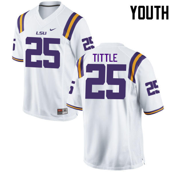 Youth LSU Tigers #25 Y. A. Tittle College Football Jerseys Game-White - Click Image to Close